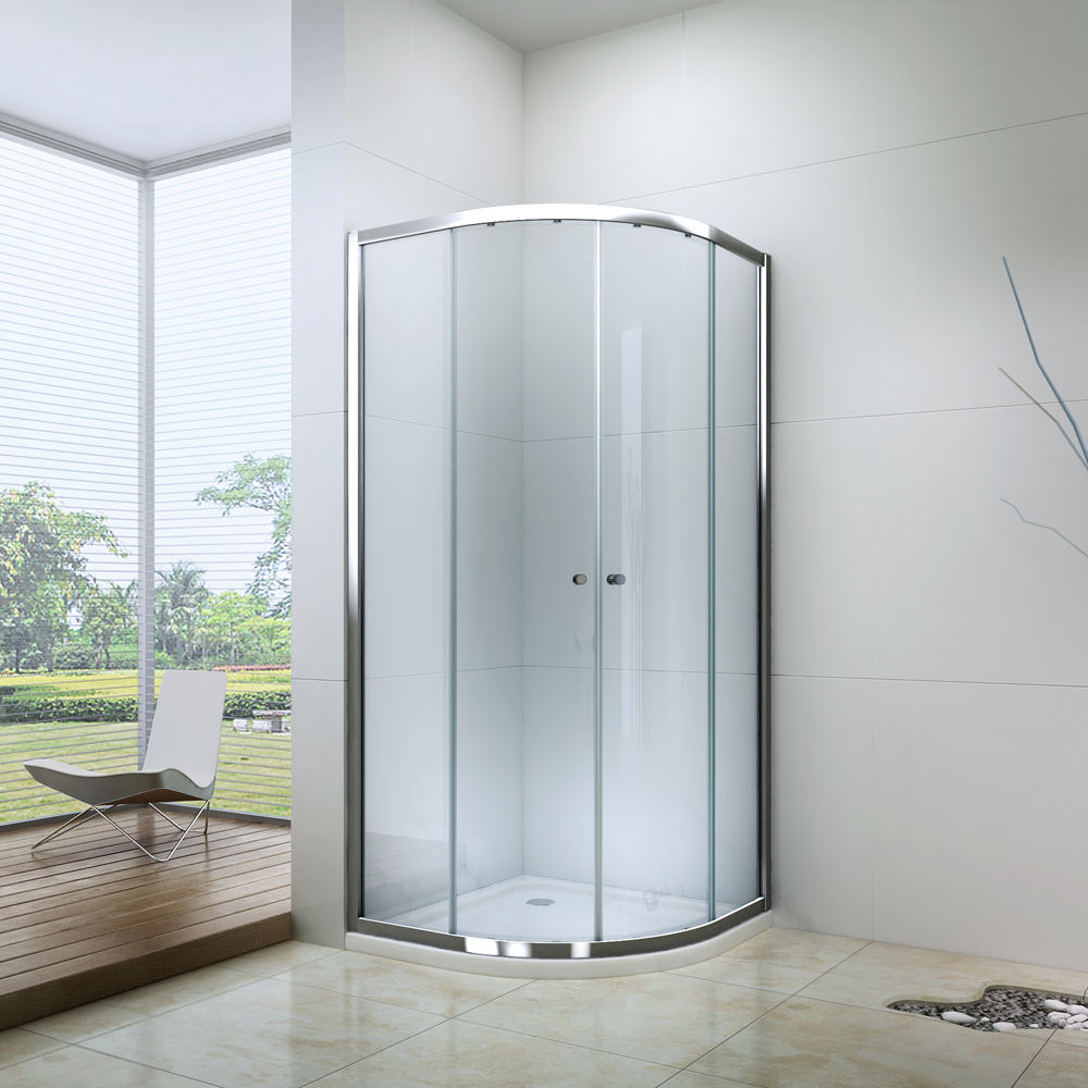 Rothnow® black framed curved sliding shower door for shower panels, with a sleek modern design and durable construction.