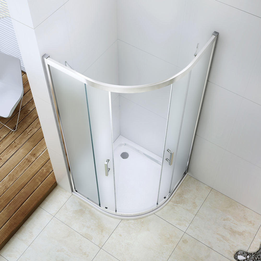 Rothnow® framed curved sliding shower door in black, 900mm wide and 2200mm high, for modern shower enclosure.
