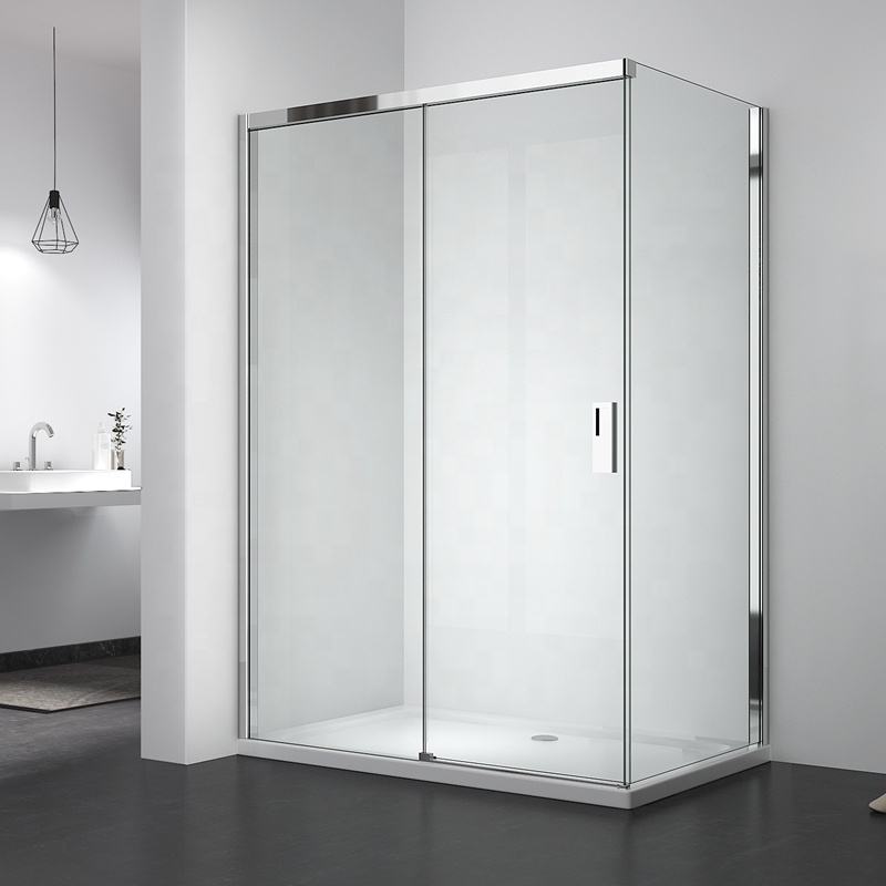 Rothnow framed glass sliding shower door with black finish, 900mm width and 2200mm height, for modern bathroom showers.