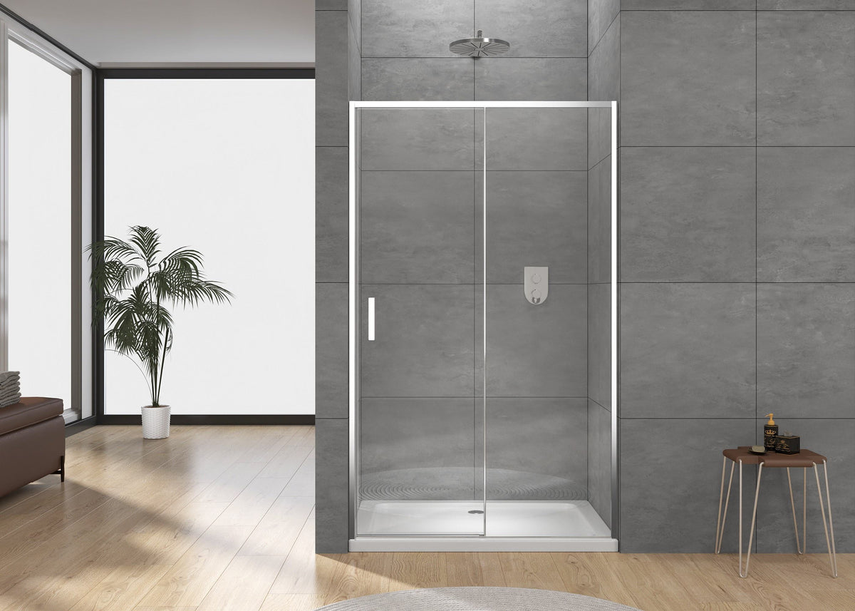 Rothnow® framed glass sliding shower door with black finish, 900mm wide and 2200mm high, for modern shower enclosure.