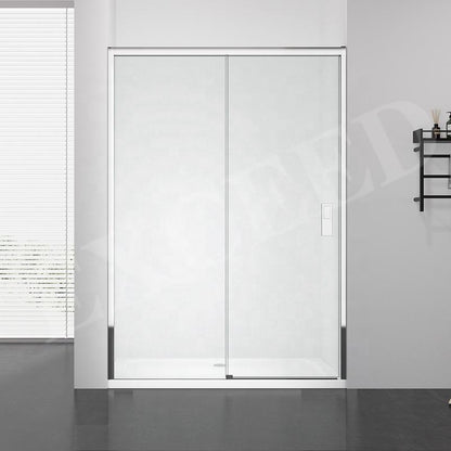 Rothnow framed glass sliding shower door with black frame, 900mm wide and 2200mm high, for modern shower enclosures