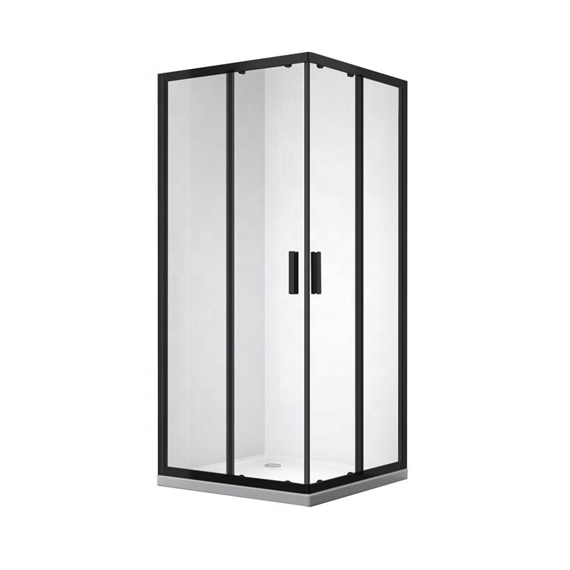 Rothnow® black framed sliding shower door with sleek glass panels, 900mm wide and 2200mm high, for modern bathroom showers.