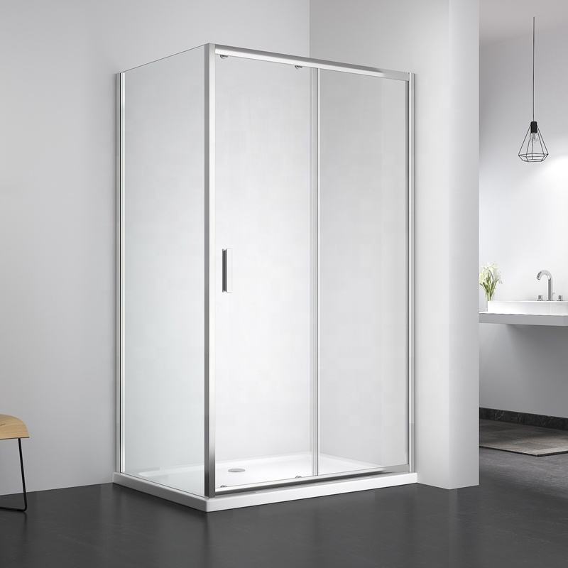 Black Rothnow® framed sliding shower door with sleek design, measuring 900mm wide and 2200mm high, for modern shower enclosures.