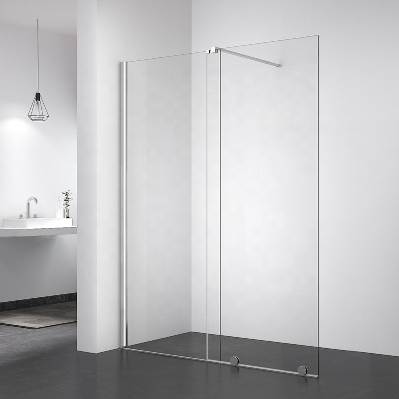 Rothnow® frameless glass sliding shower door with black frame, 900mm width and 2200mm height, modern shower panel design