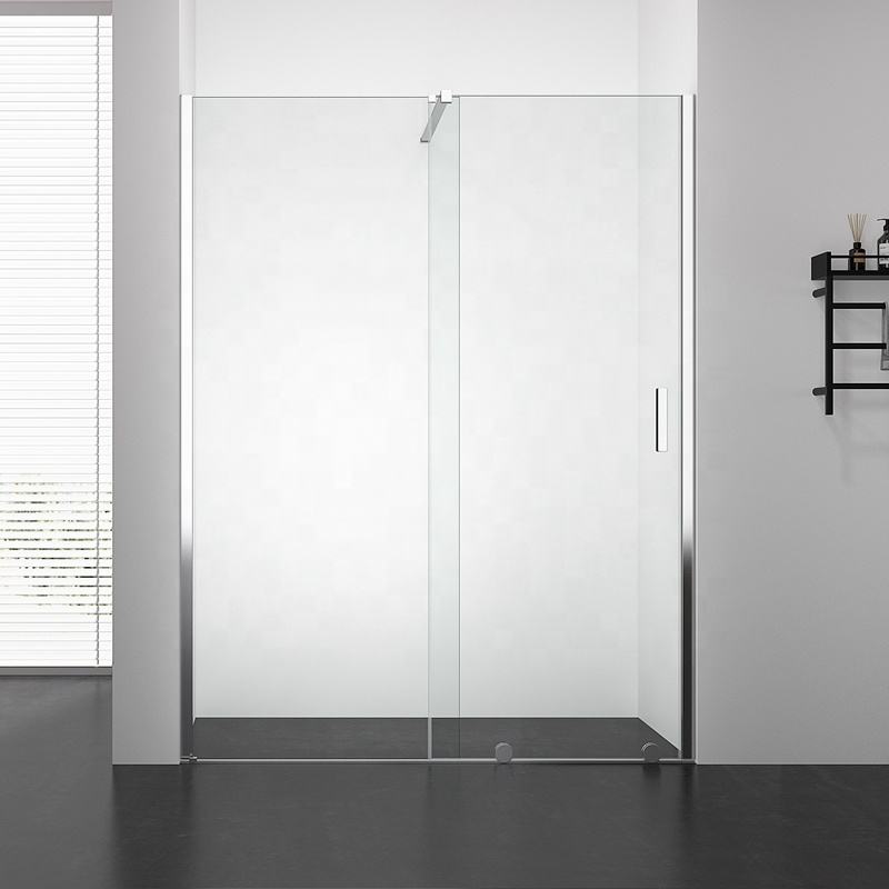 Rothnow® frameless glass sliding shower door with black frame, 900mm wide and 2200mm high, for modern bathroom showers.