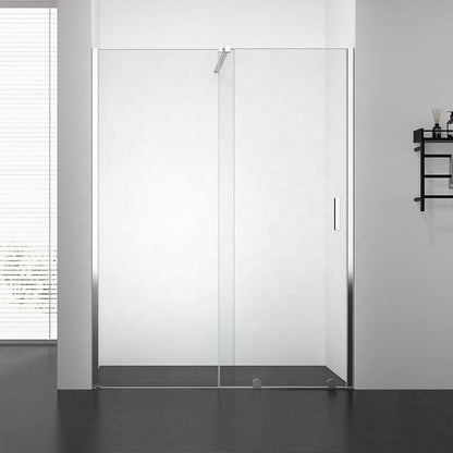 Rothnow® frameless glass sliding shower door with black frame, 900mm wide and 2200mm high, for modern bathroom showers.