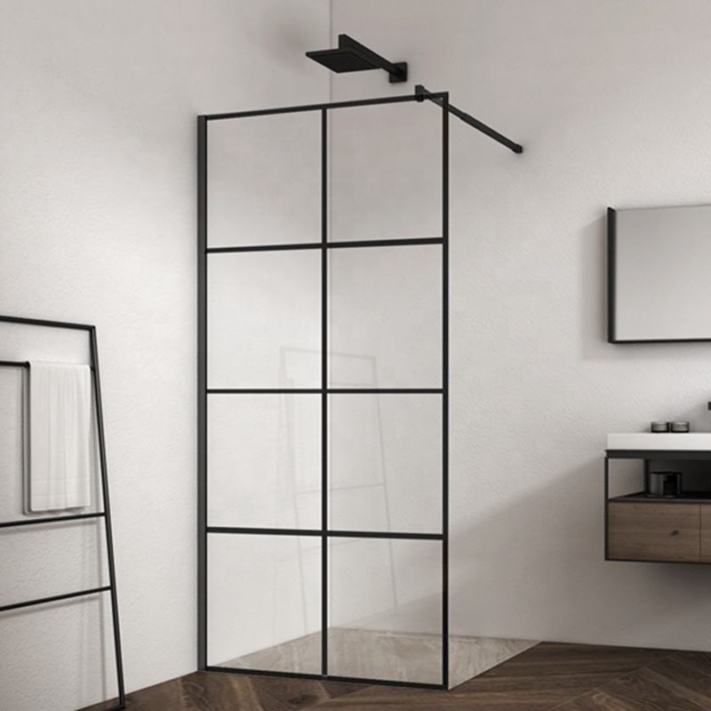 Rothnow® frameless glass sliding shower door for shower panel, black finish, 900mm width, 2200mm height, clear glass, modern design