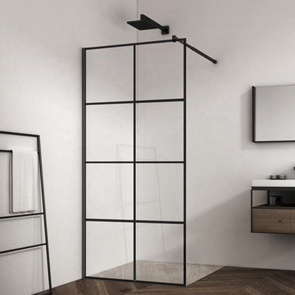 Rothnow® frameless glass sliding shower door for shower panel, black finish, 900mm width, 2200mm height, clear glass, modern design