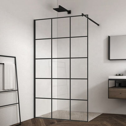 Rothnow® frameless glass sliding shower door with black finish, 900mm wide and 2200mm high, for modern shower enclosures.
