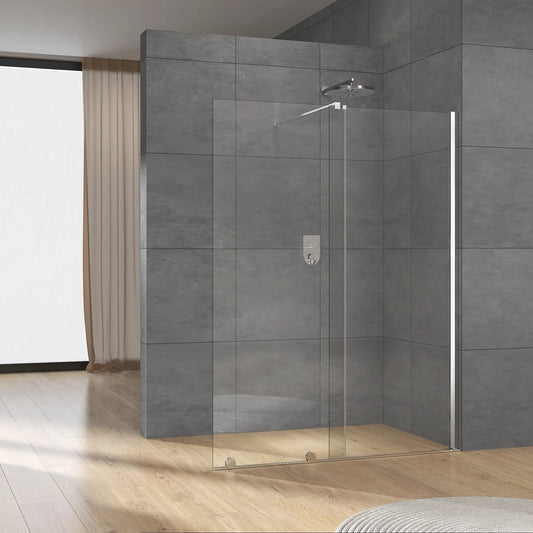Black Rothnow® sliding shower door with minimalist design, 900mm width and 2200mm height, featuring sleek, modern shower panel.