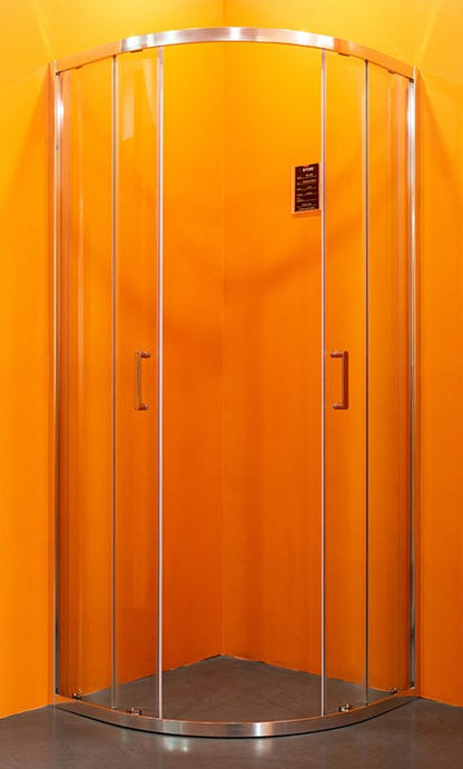 Rothnow® shower panel sliding door with polished profile and curved glass, 900mm width, black finish, for modern bathroom showers