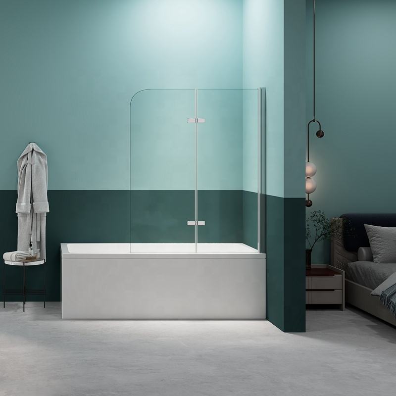 Rothnow® black 900mm x 2200mm walk-in shower panel with double glass doors for bathtub shower enclosure