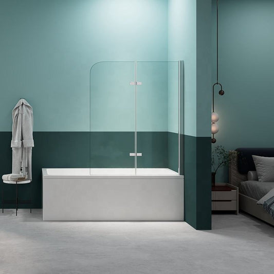 Rothnow® black 900mm x 2200mm walk-in shower panel with double glass doors for bathtub shower enclosure