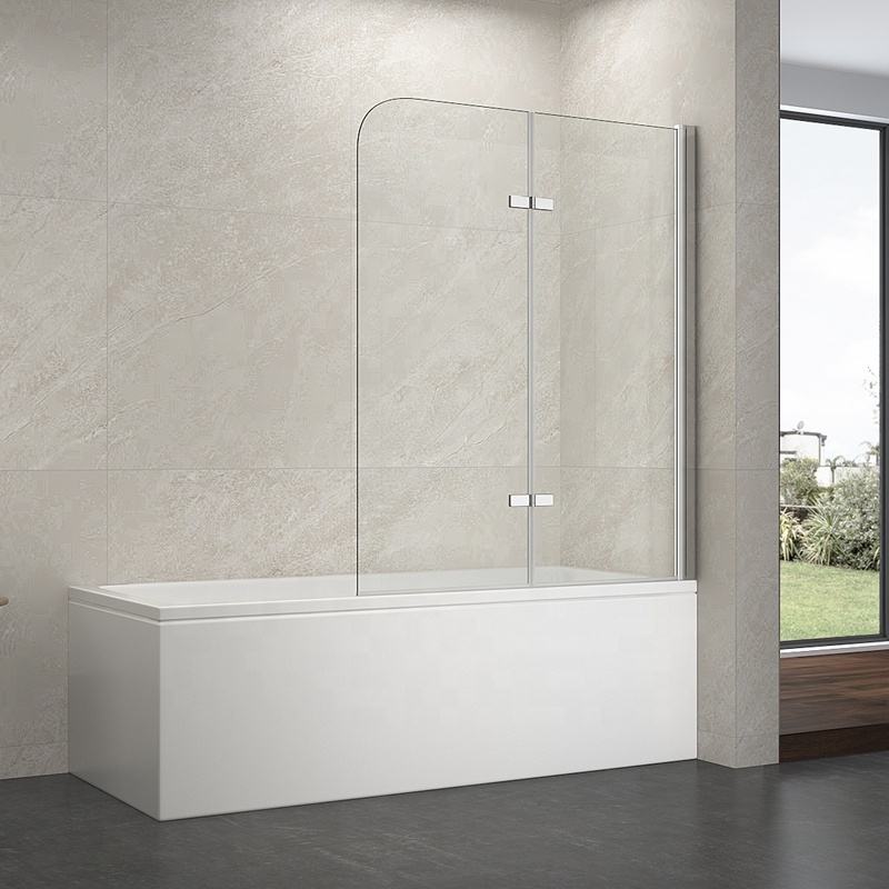 Rothnow® double-panel black shower door for walk-in bathtub, glass panels with sleek design, modern bathroom fixture