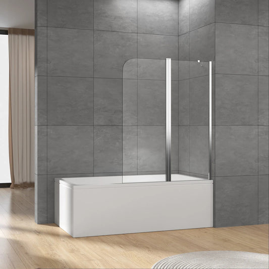 Rothnow® black shower panel and walk-in bathtub shower door with fixed panel, 900mm wide and 2200mm high, for modern bathroom.