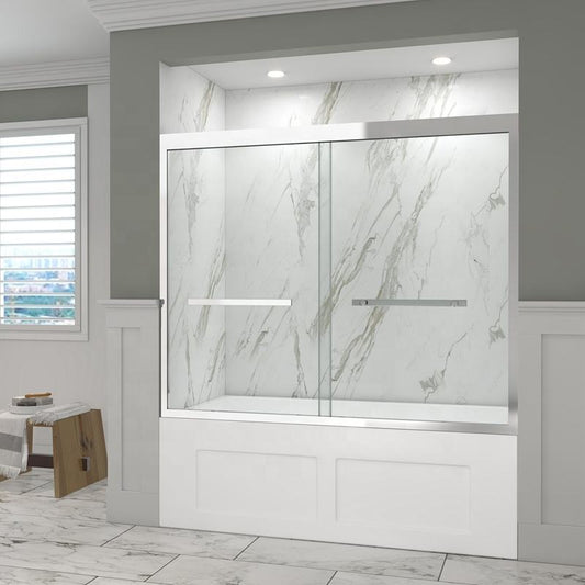 Rothnow® shower panel walk-in bathtub shower door with black framed sliding design, made of durable shower door material.