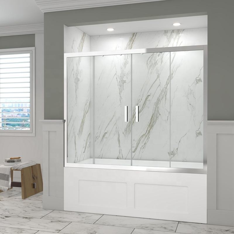 Rothnow® black framed sliding shower door for walk-in bathtub, 900mm wide by 2200mm tall, sleek and modern design.