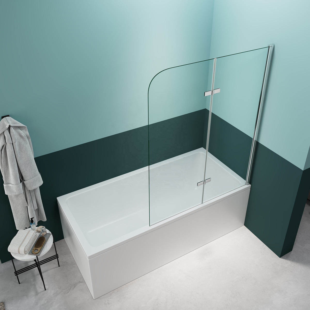Rothnow® black walk-in bathtub shower door with hinged design, part of Rothnow shower panel series, featuring clear glass and sturdy frame.