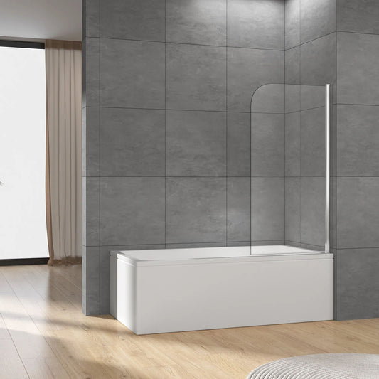 Rothnow® black shower panel with walk-in bathtub shower door and single fixed glass panel, 900mm wide and 2200mm high.