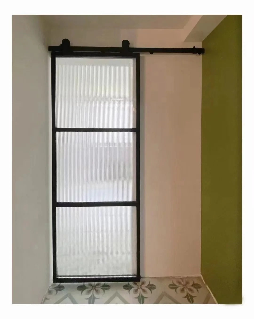 Rothnow® aluminum door with clear glass, 16x45 series American-style slim frame barn door, white finish, modern door design