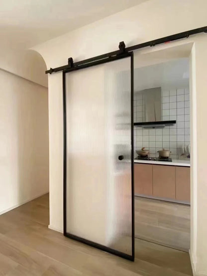 Rothnow® aluminum barn door with clear glass, 16x45 series American style slim frame, white finish, suitable for interior doors