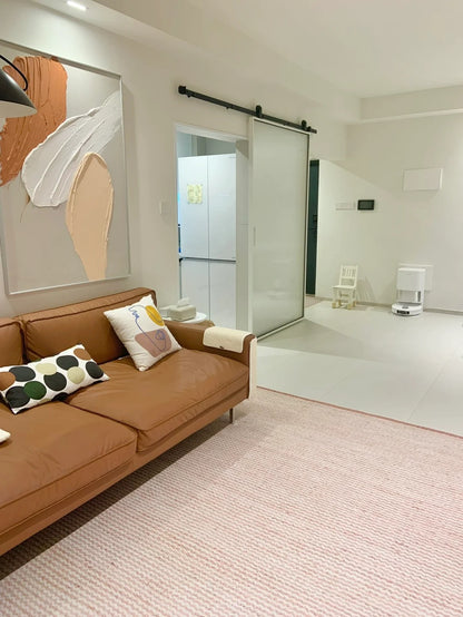 Rothnow Aluminum Door 16x45 Series American Style Slim Frame Barn Door in white with clear glass skin, modern and sleek design.
