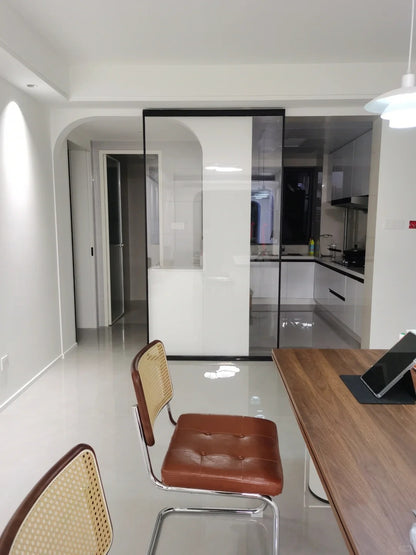 Rothnow® aluminum door with transparent glass, 16x45 series slim frame ghost door, white finish, modern exterior door design