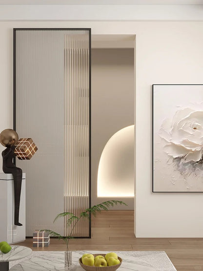 Rothnow® Aluminum Door 16x45 Series with slim frame and waved glass, white finish, featuring clear glass design.
