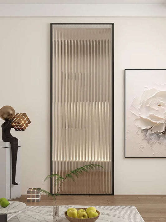 Rothnow® aluminum door with slim frame, 16x45 series, waved glass, white finish, featuring clear glass and modern design.