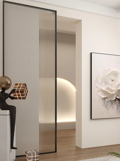 Rothnow® Aluminum Door 16x45 Series with slim frame, waved glass, and white finish, designed for modern exterior or interior use.
