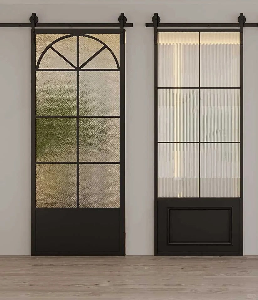 Rothnow® Aluminum Door 7x45 Series with clear glass, white finish, slim frame barn door in classic series style