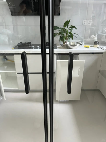 Rothnow® Aluminum Barn Door with white clear glass skin, 7x45 series super slim frame, ideal for kitchen or interior spaces
