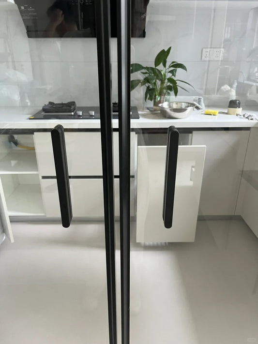 Rothnow® Aluminum Barn Door with white clear glass skin, 7x45 series super slim frame, ideal for kitchen or interior spaces