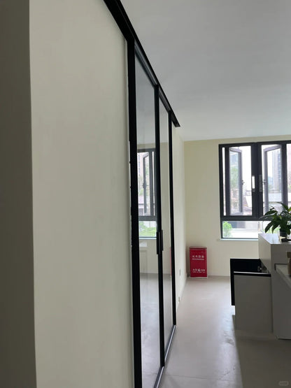 Rothnow® aluminum door with clear glass, 7x45 series, super slim frame, suitable for barn or kitchen use.