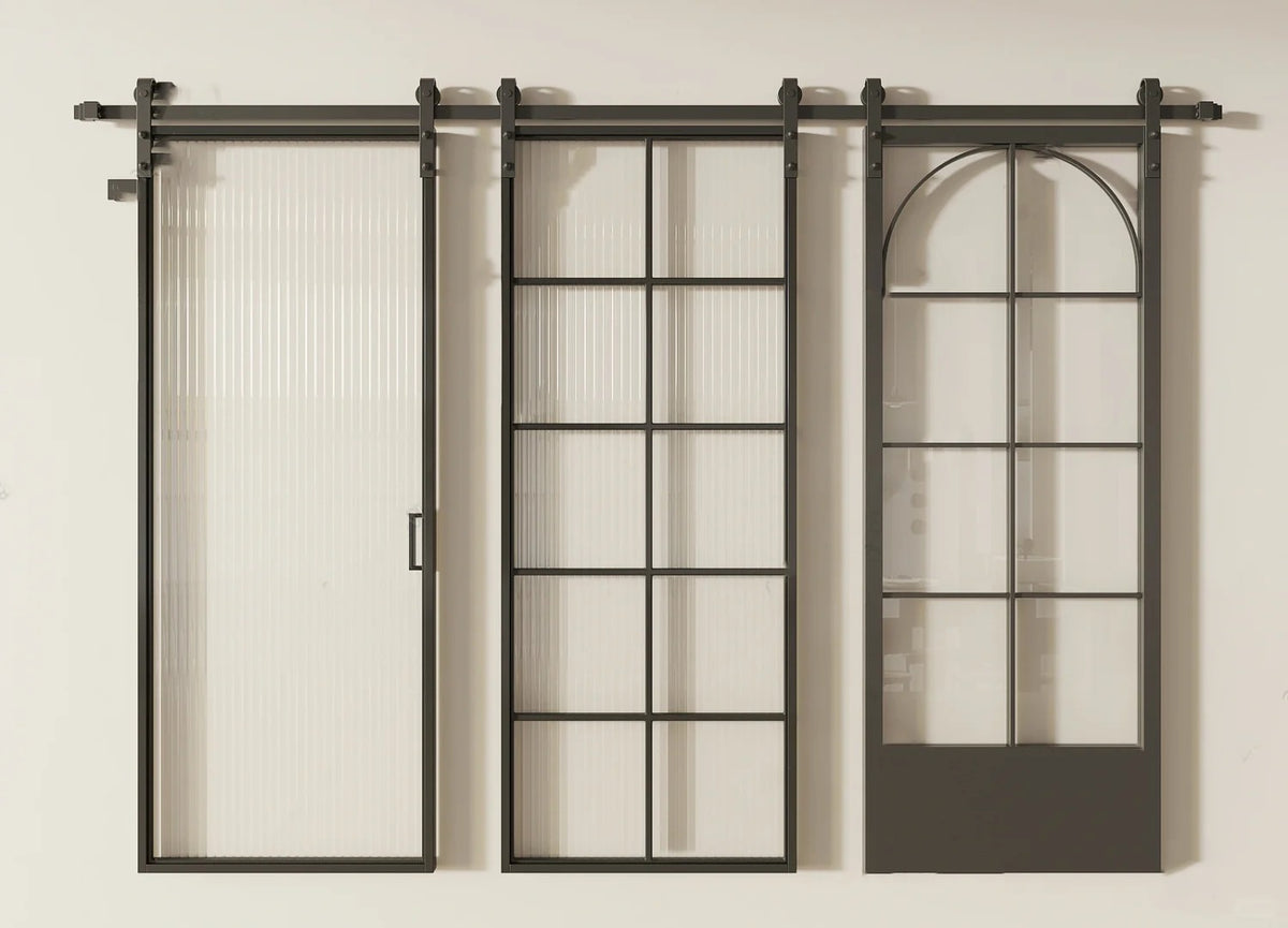 Rothnow® Minimalism aluminum door with clear glass, 16x45 series, American style slim frame barn door in white.