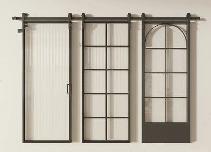 Rothnow® Minimalism aluminum door with clear glass, 16x45 series, American style slim frame barn door in white.