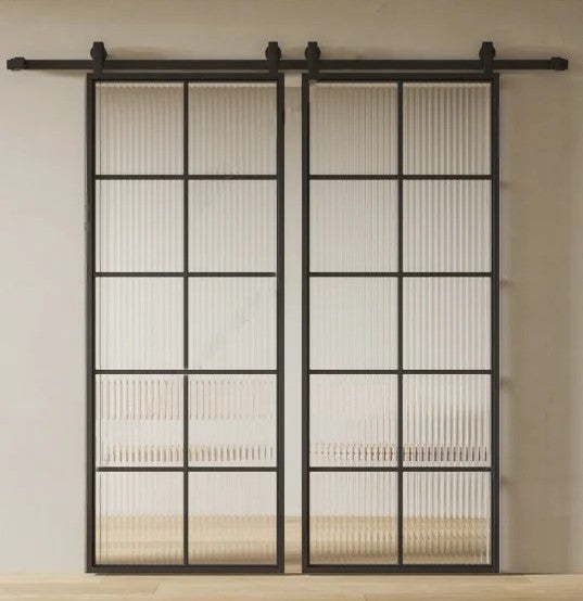 Rothnow® Minimalism aluminum barn door with white glass skin, 16x45 series, American style slim frame, modern door design