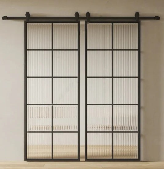 Rothnow® Minimalism aluminum barn door with white glass skin, 16x45 series, American style slim frame, modern door design