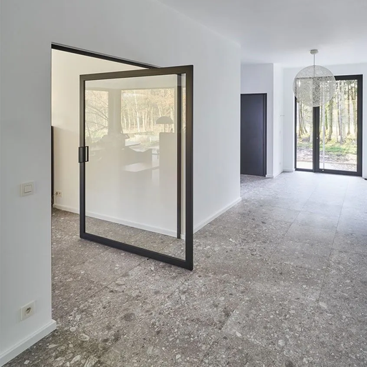 Rothnow® Aluminum 46 Series Pivot Interior Door, 900mm wide x 2200mm high, black finish, modern door design with pivot hinge