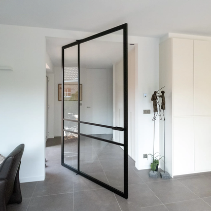 Rothnow® Aluminum 46 Series Pivot Door with black line decoration, 900mm wide by 2200mm high, sleek modern design.