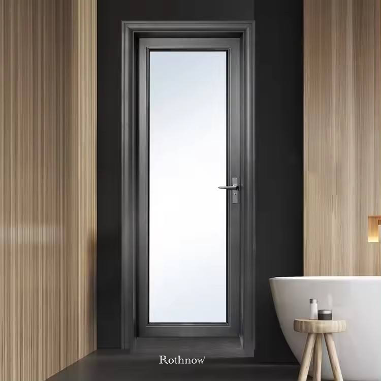 Rothnow® Aluminum 50 Series Swing Door, 900mm W x 2200mm H, black finish, modern exterior door with sleek design