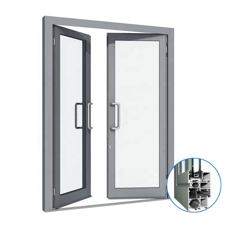Rothnow® Aluminum 50 Series Swing Door, 900mm wide by 2200mm high, with black finish, sturdy and modern outdoor door design