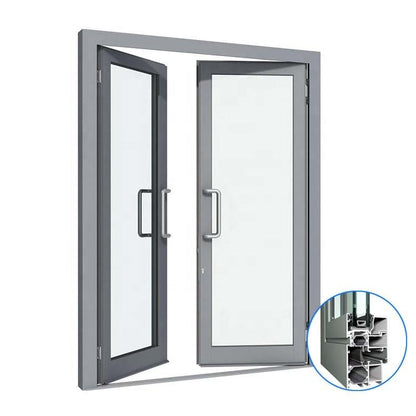 Rothnow® Aluminum 50 Series Swing Door, 900mm wide by 2200mm high, with black finish, sturdy and modern outdoor door design