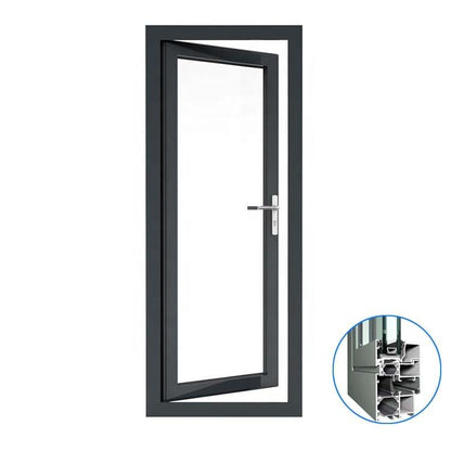 Rothnow® Aluminum Door 50 Series, 900mm wide by 2200mm high, black finish, swing door with sleek modern design.