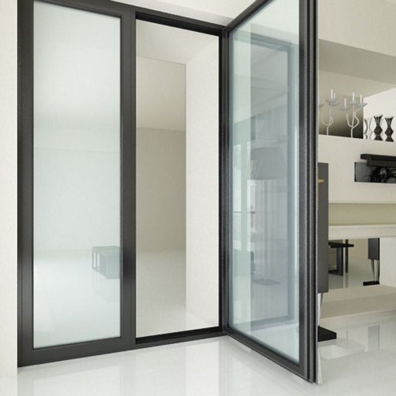 Rothnow® Aluminum Door 50 Series exterior swing door, 900mm wide by 2200mm high, black finish with sleek modern design.