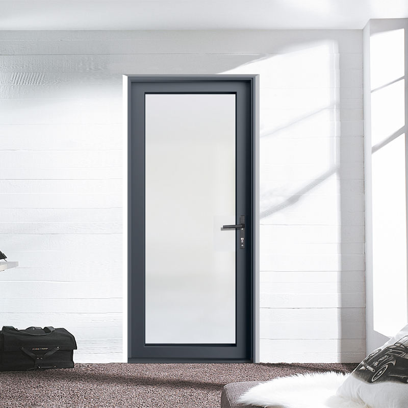 Rothnow® aluminum 50 series swing exterior door, 900mm wide by 2200mm high, black finish with sleek modern design