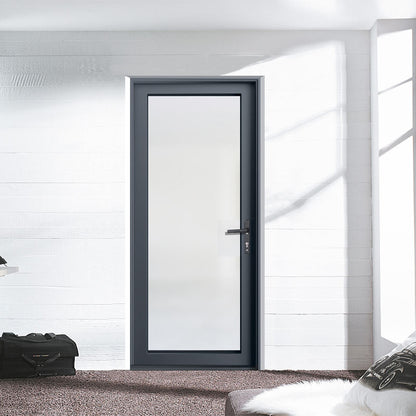 Rothnow® aluminum 50 series swing exterior door, 900mm wide by 2200mm high, black finish with sleek modern design