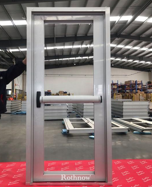 Rothnow® aluminum 50 Series swing door with push rod lock, black finish, 900mm wide and 2200mm high, sturdy and modern design