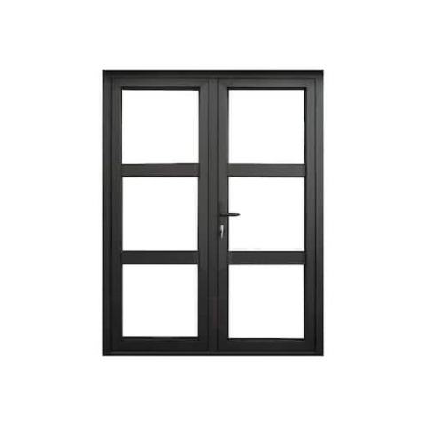 Rothnow® Aluminum Door 55 Series black swing front door, 900mm wide x 2200mm high, 1.8mm thickness, modern main entrance door