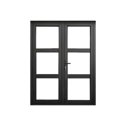 Rothnow® Aluminum Door 55 Series black swing front door, 900mm wide x 2200mm high, 1.8mm thickness, modern main entrance door